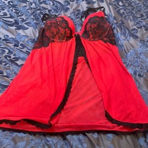 Red and black see through lingerie top